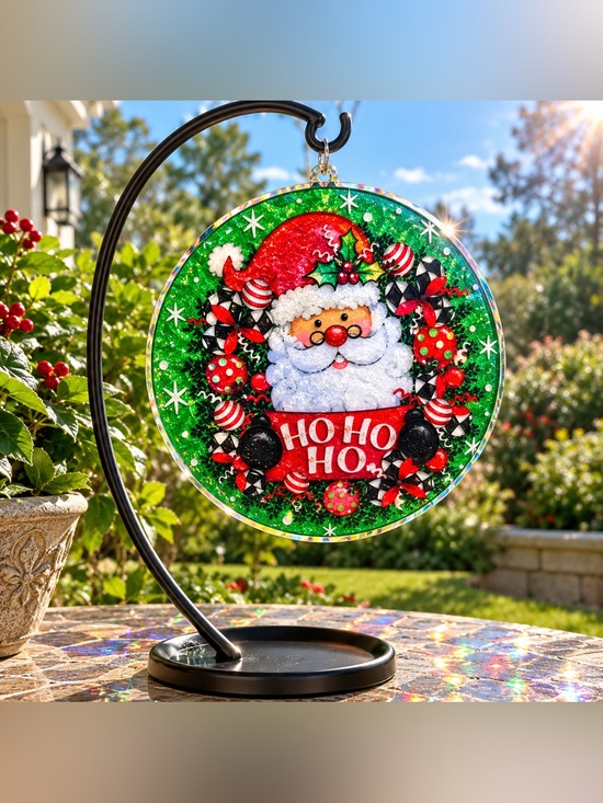 Other - Festive Santa Holiday Suncatcher Green and Red